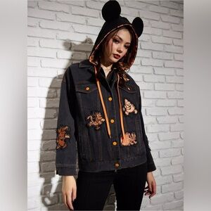Disney Mickey Mouse & Friends Halloween Hooded Denim Jacket size 2XL